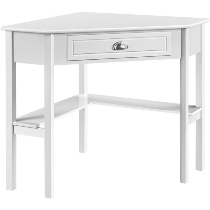 Yaheetech Bureau dangle Poste de Travail Bureau avec Tiroir et Étagère de Rangement Classique et Élégant 106 × 715 × 765 Blanc