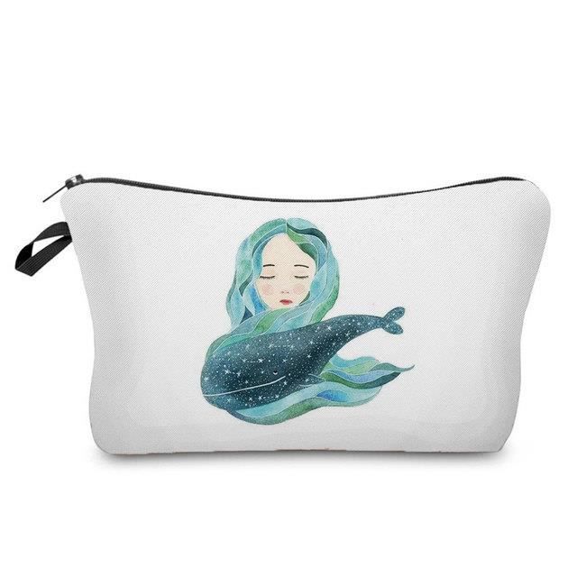 Trousse De Maquillage Vintage Galeries Lafayette - Motif Rayures Blanc Et Bleu - Taille 20x14 Cm - Fermeture éclair