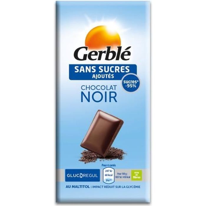 Chocolat noir sans sucres ajoutés - Gerblé - 80 g