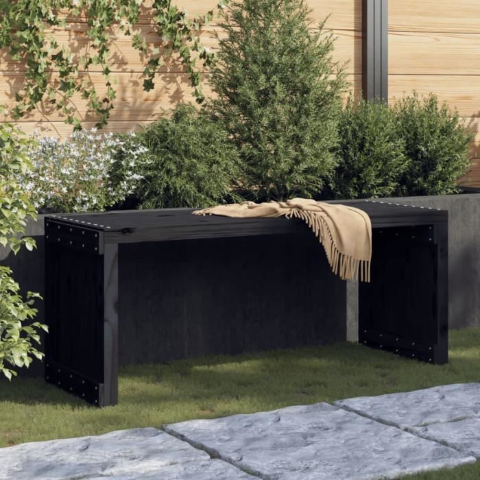 banc de jardin extensible en bois massif pin noir - zerodis - 212,5x40,5x45 cm - capacité de charge 110 kg
