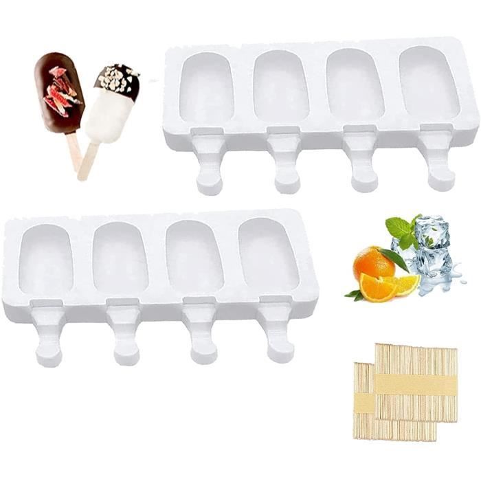 2 Pcs Moule à Crème Glacée Sans BPA, 8 Cavités Popsicle Moule Silicone, Réutilisables Moule Magnum Cake avec 100 Bâtons de Glace 100 Sacs d'emballage 100 Fils D'emballage et 100 Autocollants 2 Pcs Moule à Crème Glacée Sans BPA, 8 Cavités Popsicle Moule Silicone, Réutilisables Moule Magnum Cake avec 100 Bâtons de Glace 100 Sacs d'emballage 100 Fils D'emballage et 100 Autocollants
