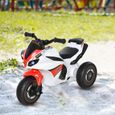 Porteur Enfants Moto de Course HOMCOM - Effets musicaux et Lumineux - Coffre Rangement - Rouge Blanc-1