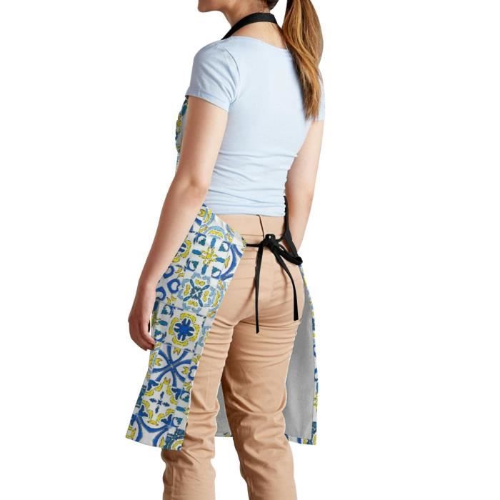 TDEOK Tablier De Cuisine Réglable Unisexe Avec Poches - Manches Longues, Longueur Genou Pour Jardinage, BBQ, Peinture