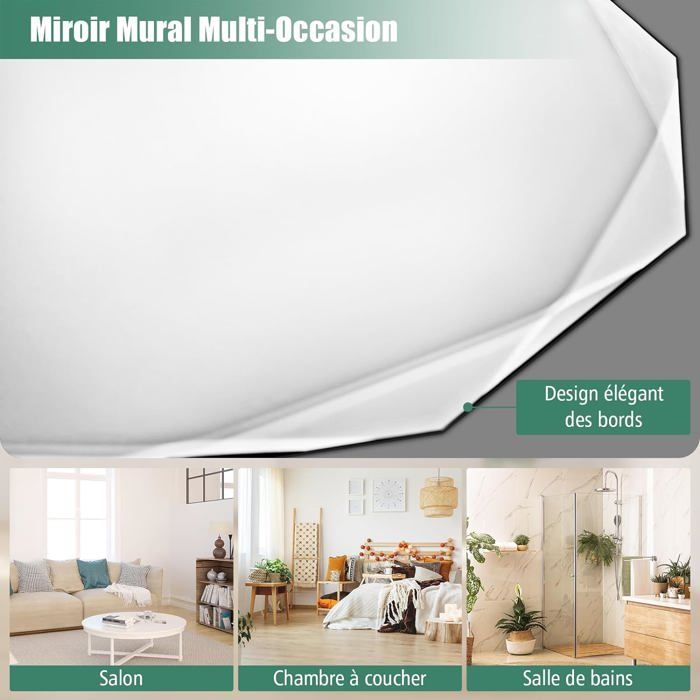 Miroir Pleine Longueur 2 En 1 GOPLUS 37x155cm Blanc - Psyché Mural Ou Sur Pied Cadre Bois Massif