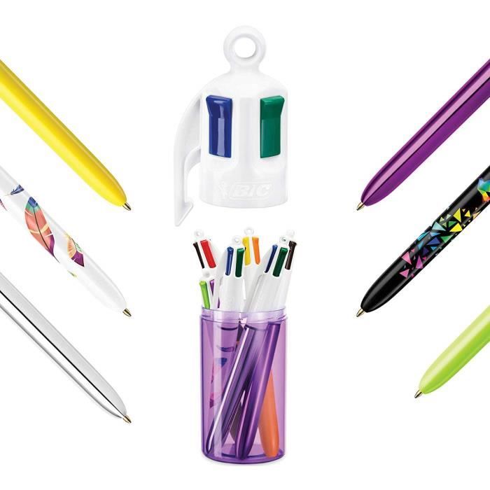 Pack stylos Bic Noël - 2 stylos 4 couleurs or et argent + 2 stylos
