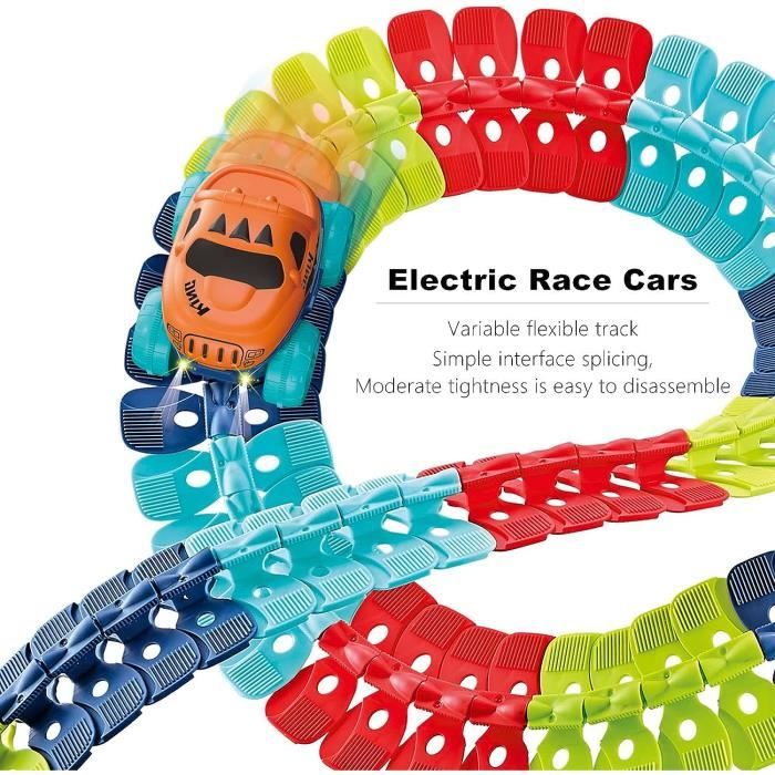 Circuit Voiture Flexible 123Pcs Train Électrique Rechargeable Piste