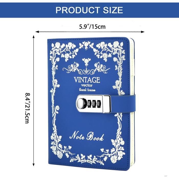 MSA Journal Intime Avec Serrure à Combinaison – Carnet Cuir 224 Pages, Marque-pages, Porte-stylo Et 62 Autocollants – Idée Cadeau