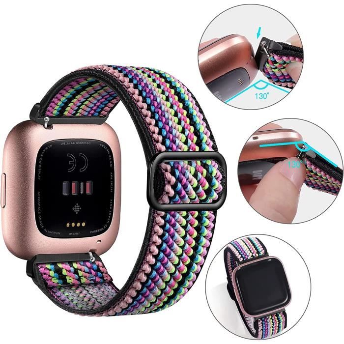 Bracelet Nylon Tissé Tencloud Pour Fitbit Versa 3/Sense - Léger, Respirant, Réglable (Jaune)