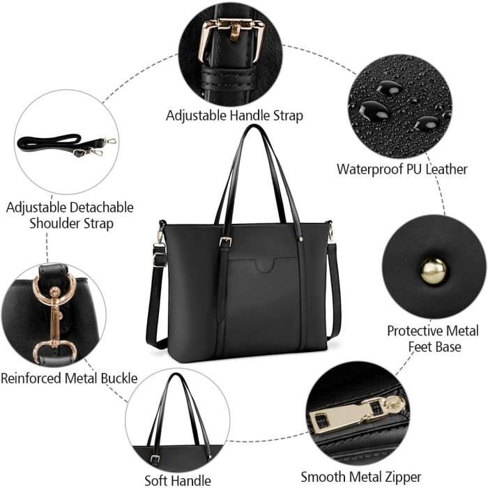 Sac Cabas Femmes Grande Capacit PU Cuir Sac de Cours Portable Sac