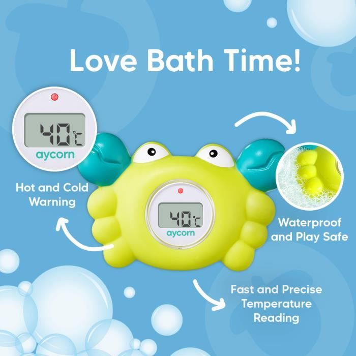 Thermomètre De Bain Bébé Digital Hello Hippo - Flottant, étanche, Alerte 3 Couleurs, écran Tactile, BPA Free