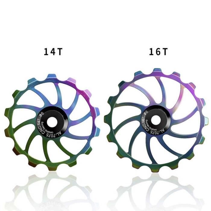 Poulie de dérailleur arrière LEBYCLE pour vélo, à dents étroites et larges, 10T 12T 14T, avec roulement en céramique Poulie de dérailleur arrière LEBYCLE pour vélo, à dents étroites et larges, 10T 12T 14T, avec roulement en céramique