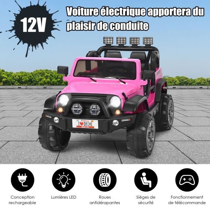 DREAMADE – Voiture électrique Enfant 24V 2 Places – Télécommande Parentale – Pelle, LED, Musique, Démarrage Lent – 3-8 Ans – 50 Kg – Violet