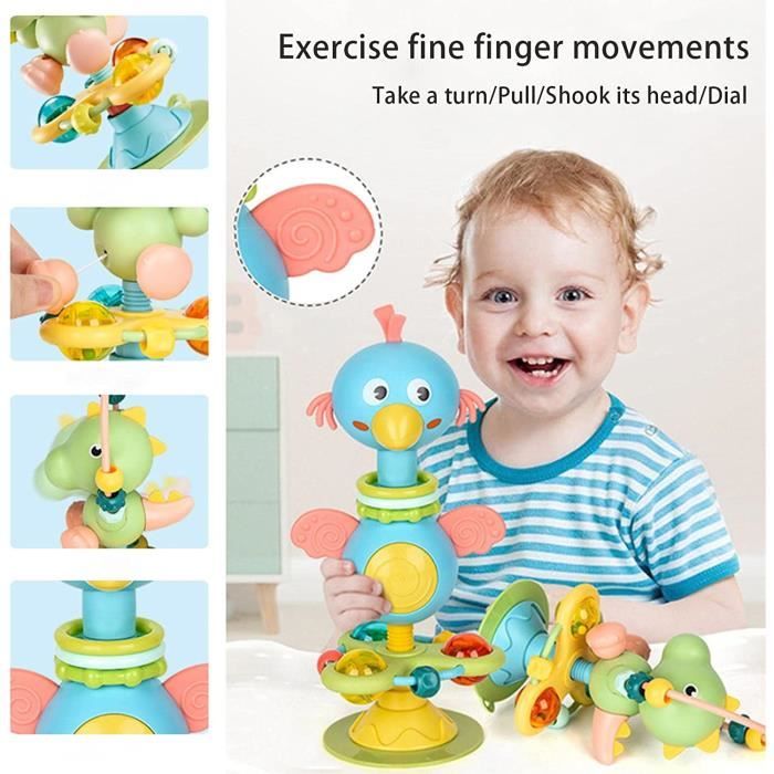 Jouet à Ventouse Montessori – Escargot à Roues – 6 Mois à 12 Ans – Fixation Solide – Baignoire, Chaise Haute, Voyage – Développe La Motricité Fine