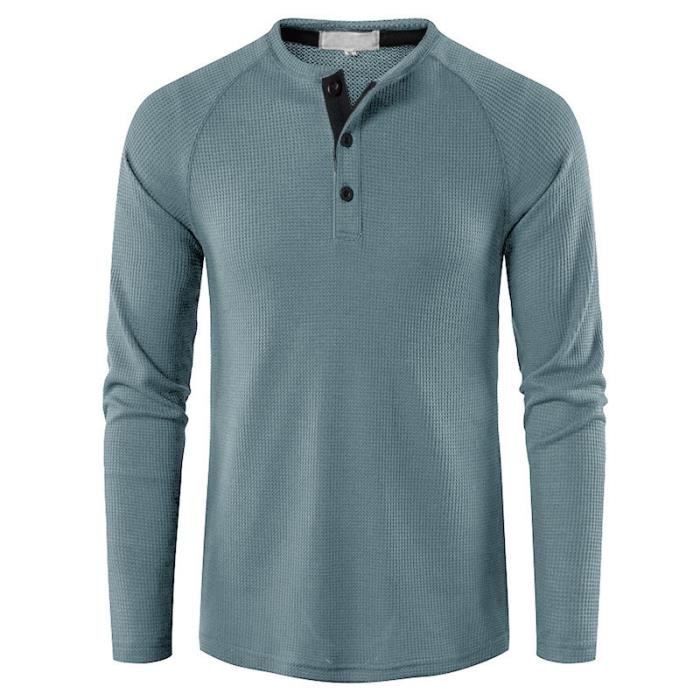 T-shirt Homme Manches Longues Col Rond - Coton Doux, Coupe Regular, Basique Uni Décontracté