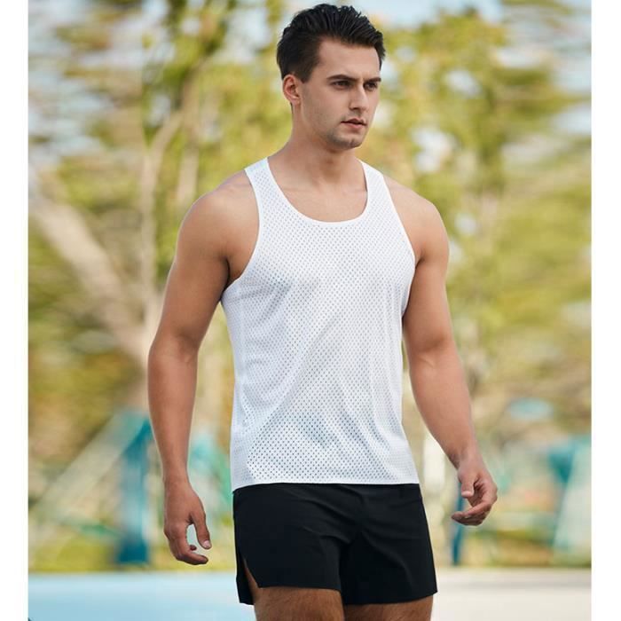 Débardeur de sport homme en maille Musculation Maillot de Corps Fitness Eté  Blanc - Cdiscount Prêt-à-Porter