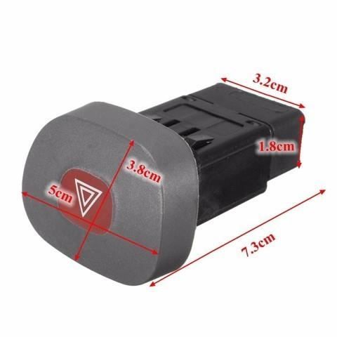 Bouton Feux De Détresse Warning Compatible Renault Clio 2 - Interrupteur De Secours Noir