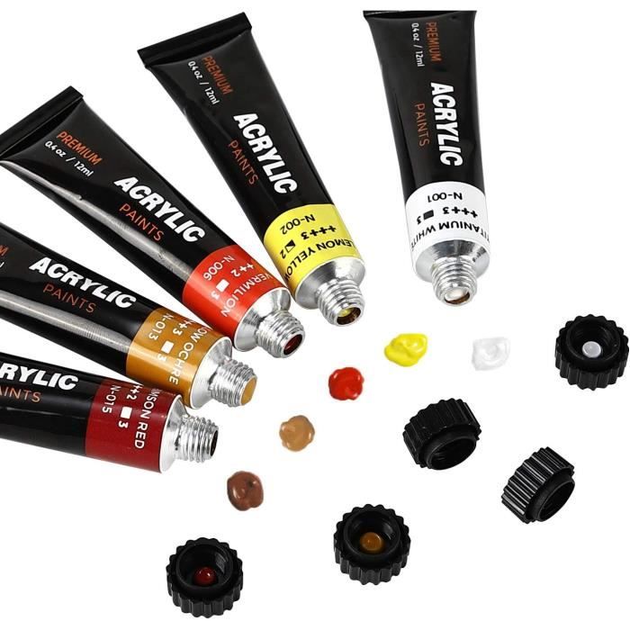 Kit De Peinture Acrylique Complet - 24 Couleurs, Chevalet, Toiles, Pinceaux, Tablier, Idéal Pour Débutants Et Artistes - 10