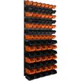 Lot de 84 boîtes XS S et M bacs a bec orange et noir pour système de rangement 58 x 117 cm au garage-2