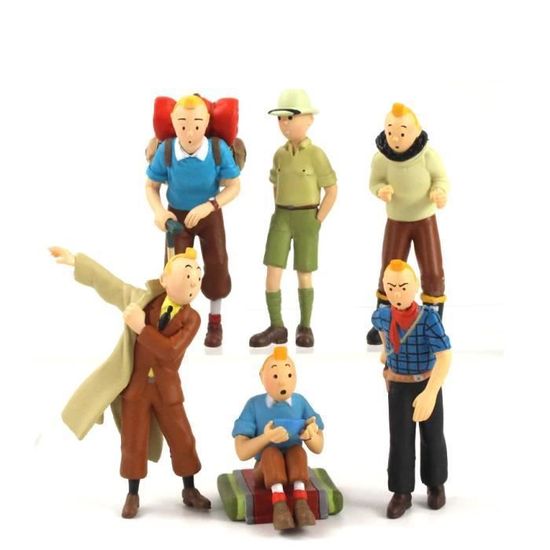 Lot De 6 Figurines Tintin Collection - PVC 5.5-9 Cm - Décoration BD Qualité Supérieure