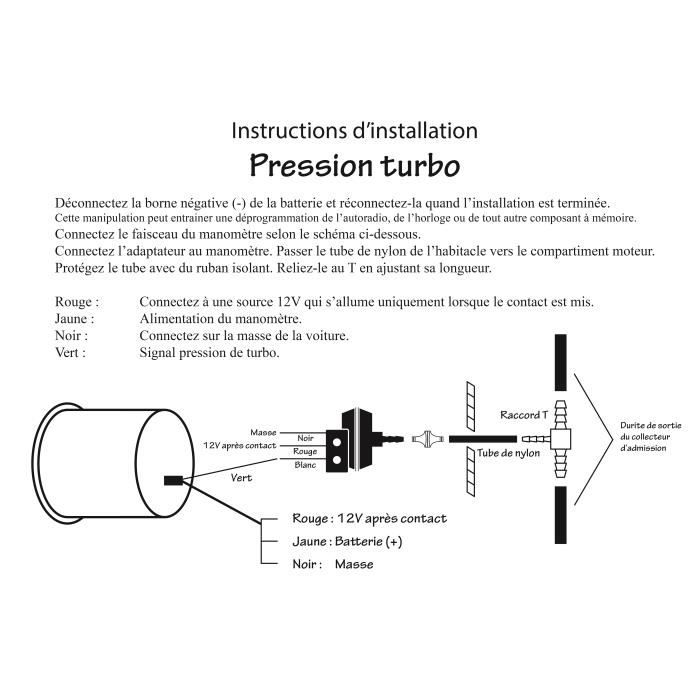 Manometre de pression de turbo electronique Prosport 52mm