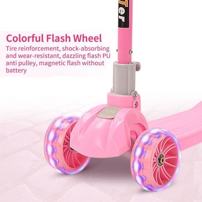 SEJOY Trottinette Enfants, Trottinette Pliable 4 Roues Hauteur Réglable