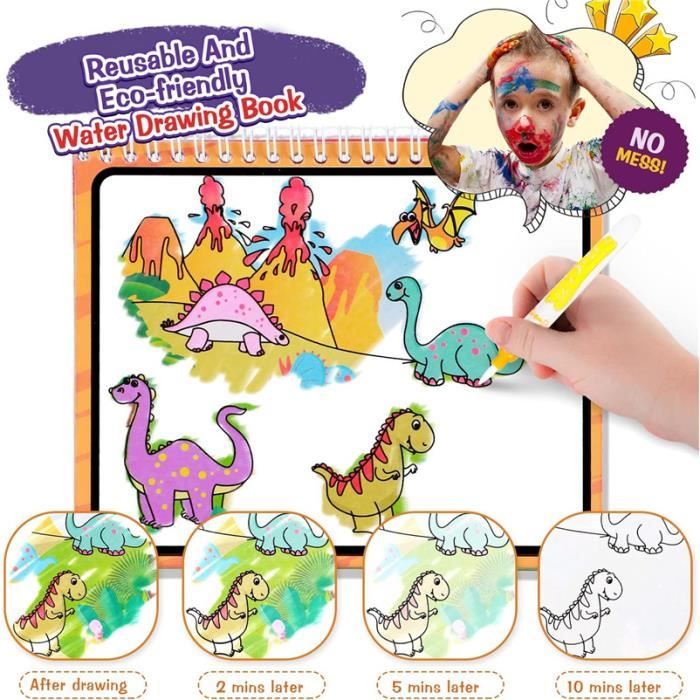 6 Pièces Livre Coloriage Eau avec Stylo Réutilisable - Livre de Dessin  Magique Coloriage Peinture Magic Drawing Dinosaures Uni[52] - Cdiscount  Jeux - Jouets