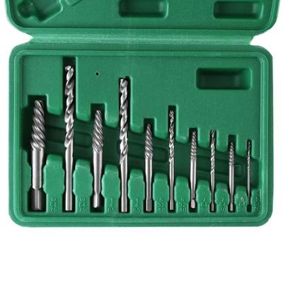 Kit Extracteur Vis Cassées 9 Pièces HSS 6542 Dureté 63-65HRC - Forets Et Extracteurs Pour Vis Endommagées
