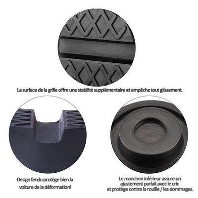 Cale De Levage Caoutchouc 2 Pièces – 6.5x6.5x3.3cm, Capacité 3t, Antidérapante, Pour Crics Voiture