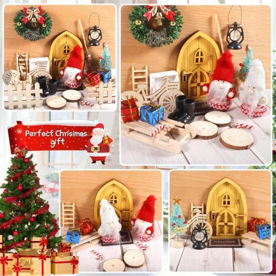 Yotutun Porte De Lutin De Noël, 23 Pièces Porte Lutin Farceur De Noel Ensemble D'accessoires De Porte De GNOME De Noël Avec Avec Bottes, Couronne, Decoration, Kit De Noël Miniature