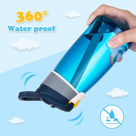 Gourde Sport Enfant 480ml – Tritan Sans BPA, Paille Rabattable, Anti-fuite, Motifs Dinosaure Ou Lapin, Pour école, Sport, Camping