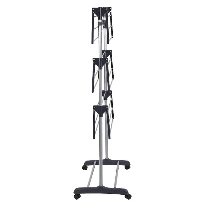 Séchoir à Linge Acier,Étendoir à Linge à Chevalet , Pliable Robuste 3 Niveaux 165340 1