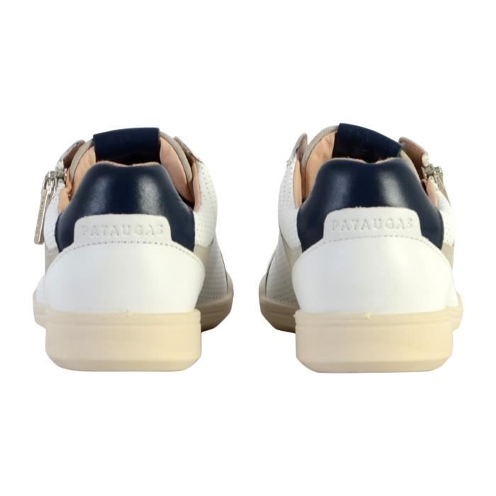 Tennis Basket Basses Pataugas Palme Marine Femme Cuir Lacets