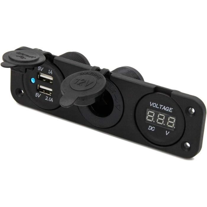 Adaptateur allume-cigare 9 en 1, 3 ports USB-C, chargeur USB avec voltmètre, prise 12 V/24 V