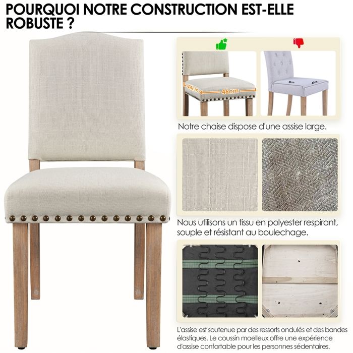 Chaise de Salle à Manger XUANYU - Siège Rembourré - Dossier - Cuisine