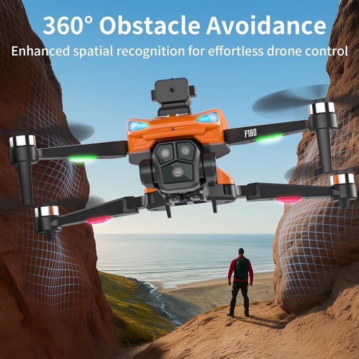 Drone Avec Caméra 4K Moteur Sans Balais - Avion Radiocommandé 3 Caméras, Évitement Obstacles 360°, Maintien Altitude, Léger 168g - Idéal Enfants & Adultes