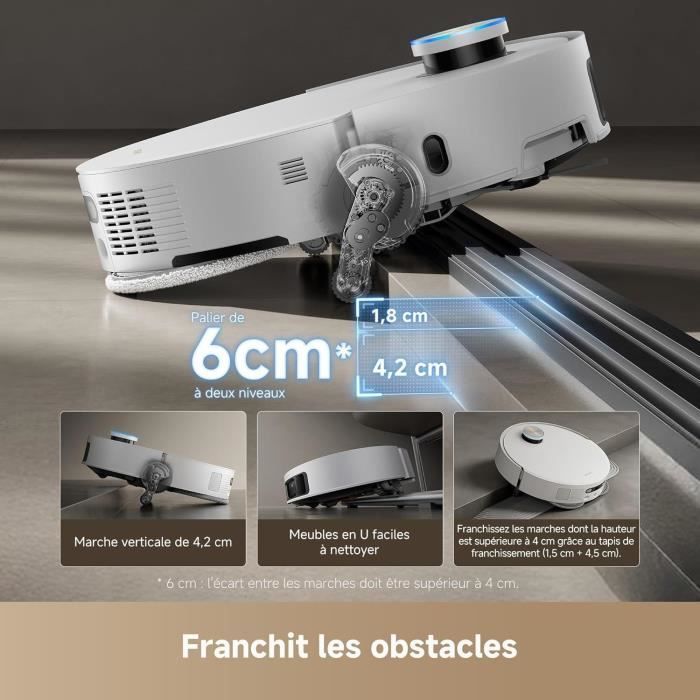 Robot Aspirateur Balayeur 2-en-1 Ultra-Mince Silencieux - Navigation Intelligente, Anti-Collision, Blanc