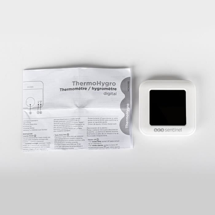 Thermomètre Digital SCS Sentinel - Hygromètre Intérieur, Magnétique - Plage -30°C à 60°C - Pile Incluse