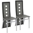 Chaises de Salle à Manger lot de 8 - Design Contemporain - Gris et Noir - Assise en cuir PVC-0