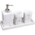 Accessoire de salle de bain Ensemble de marbre Look de toilette Distributeur de savon Distributeur de brosse à dents Kit 4pcs-0