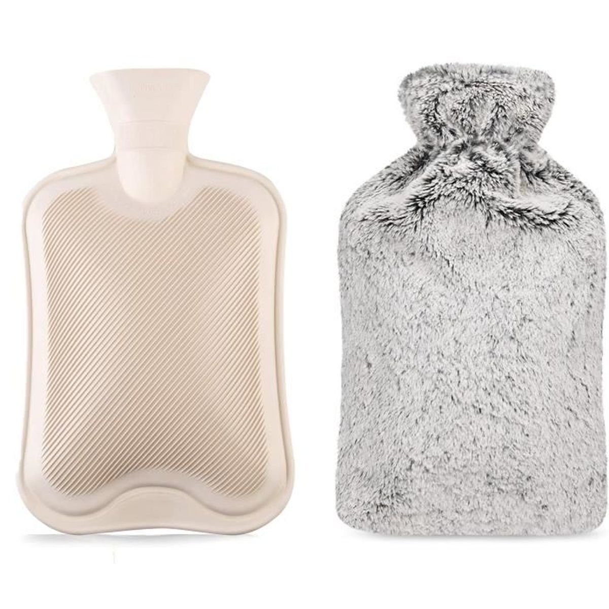 Bouillotte Avec Housse En Velours - 2 L - Pour Compresse Chaude Et Froide - Chauffe-lit - Idéale Pour Compresse Chaude Et Froide