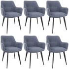 WAFTING Lot de 6 Chaises de Salle à Manger, Chaises de Cuisine, Fauteuil Rembourrée en Velours, Pieds en Métal, Gris