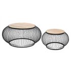 Table basse - ATMOSPHERA - Lot de 2 - Bois massif - Style industriel - Finition métal