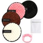 IAMS CHIEN Coton Demaquillant Lavable,Double Face pour Les Soins du Visage et de La Peau, avec Sac à Linge et Bandeau (4 Pcs)，ALBY BEAUTY