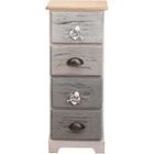 Chiffonnier Chevet 4 Tiroirs Bois Blanc Blue Gris Shabby Chic Chambre à Coucher - MOBILI REBECCA