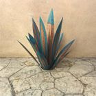 QINGQUE 65CM Jardin d'ornements d'agave en métal Rustique Peint à la Main, Sculpture Rustique Déco à La Maison, 9 Feuilles