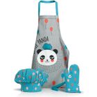 Lot Tablier Toque Gant de cuisine Panda Winkler 52 X 63 BLEU CLAIR/GRIS