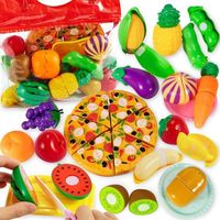 DINETTE - CUISINE 24 Pcs Fruits et Légumes Jouets à Couper Dinette Cuisine Enfant Accessoire Aliments en Plastique Cadeau pour