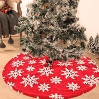 Jupe de sapin de Noël de 122 cm, fond rouge, flocon de neige blanc, décorez une couverture pour les sapins de Noël