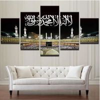 Mur Art photos décor à la maison cadre moderne HD imprime 5 panneau islamique mosquée château peinture Allah le coran toile
