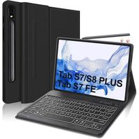 Étui Clavier pour Tablette Samsung S7 Fe- S7+ Plus-S8+ 12.4, Rétroéclairé à 7 Couleurs, AZERTY Français, Étui Samsung Galaxy [68]